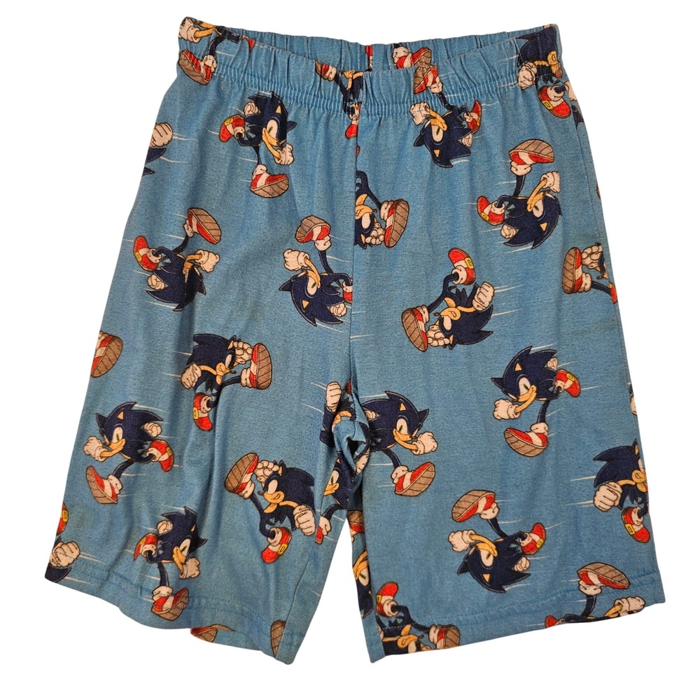 Sonic the Hedgehog Boys Pajama Shorts Blue AllOver Print Size 6/7 SEGA Sleepwear